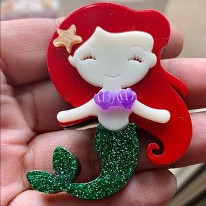 Little mermaid acrylic brooch